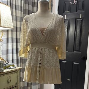 Elegant Cream Lace Mini Dress